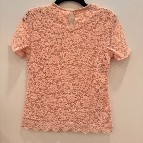 Teddy Rose Women's Lacy Keyhole Top, Pink, NEW - Picture 4 of 6